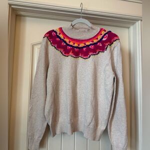 CAbi Winsome pullover sweater size Large - wool blend mock neck.